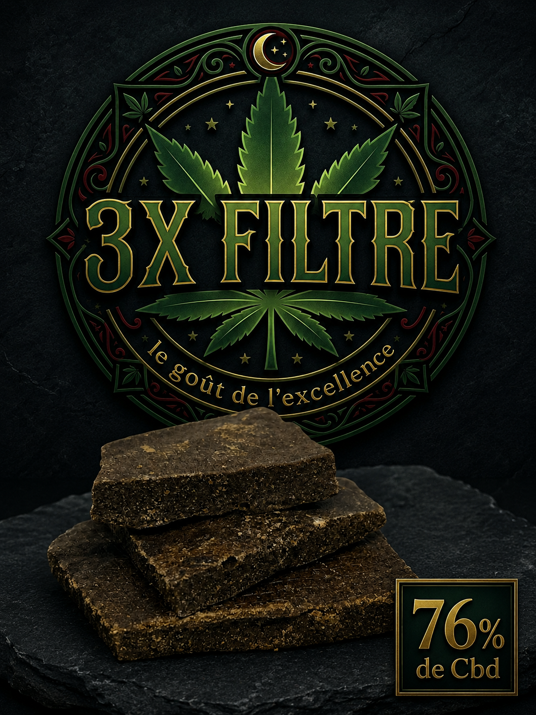 3X Filtre CBD 76% | Résine CBD Premium Haute Concentration | CB’Night